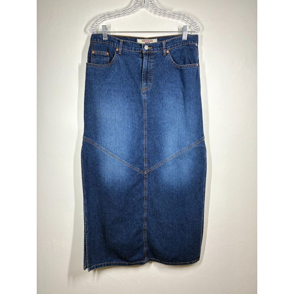 Vintage Y2K Denim Jean Midi Skirt 11 Low Rise Paris Blues Originals Side Slits‎
